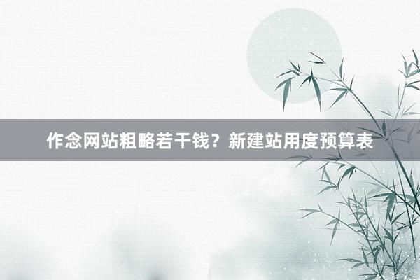 作念网站粗略若干钱？新建站用度预算表